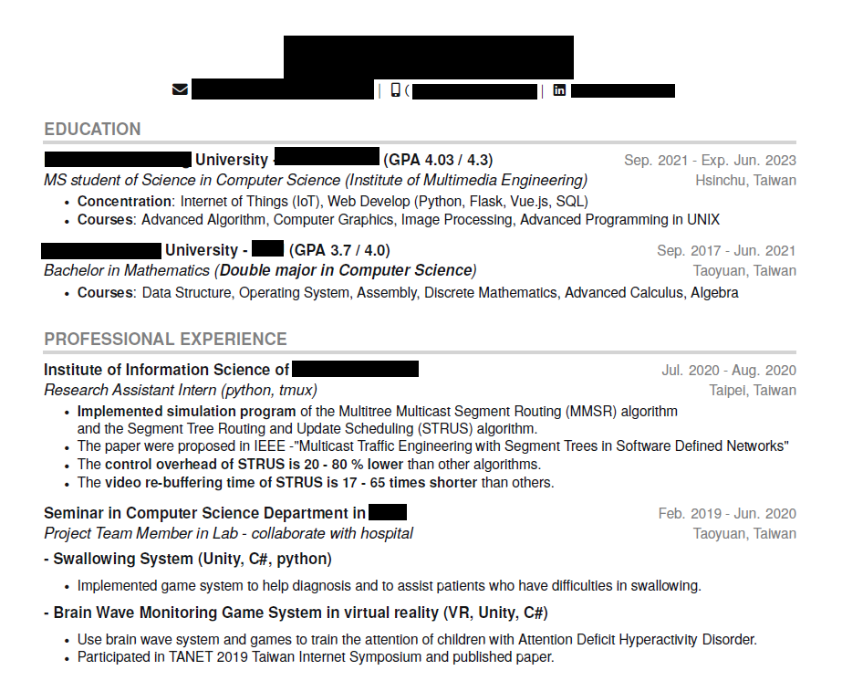 fresher software engineer resume example