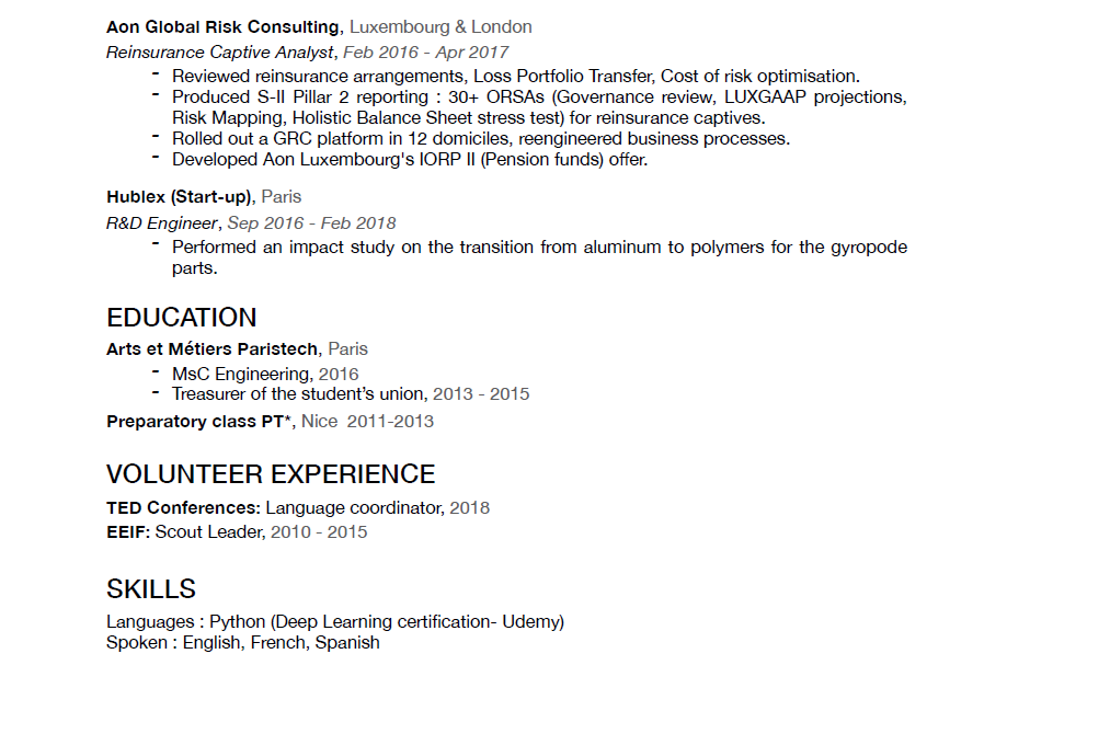 BCG resume example part 2