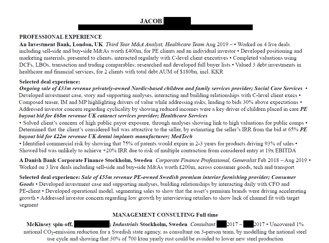 mckinsey resume example 1