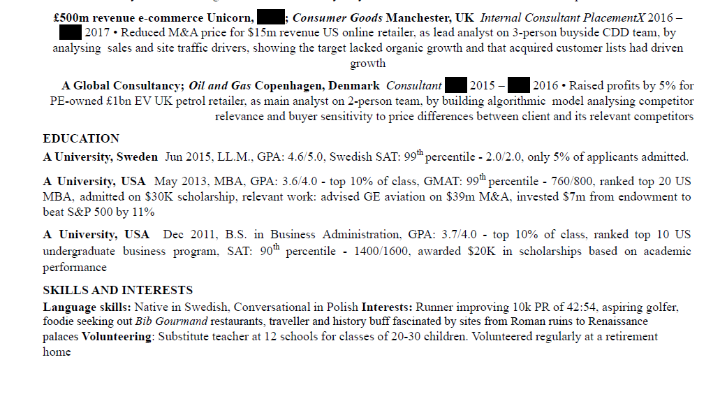 McKinsey resume part 2