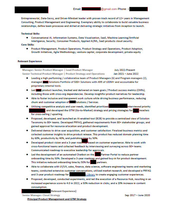 Google pm resume example - 1