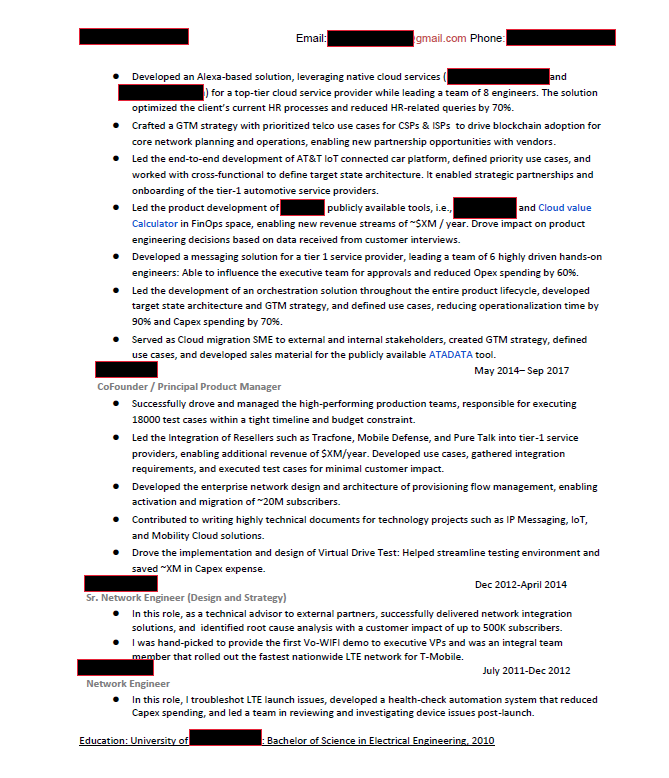 Google resume example - Imran 2