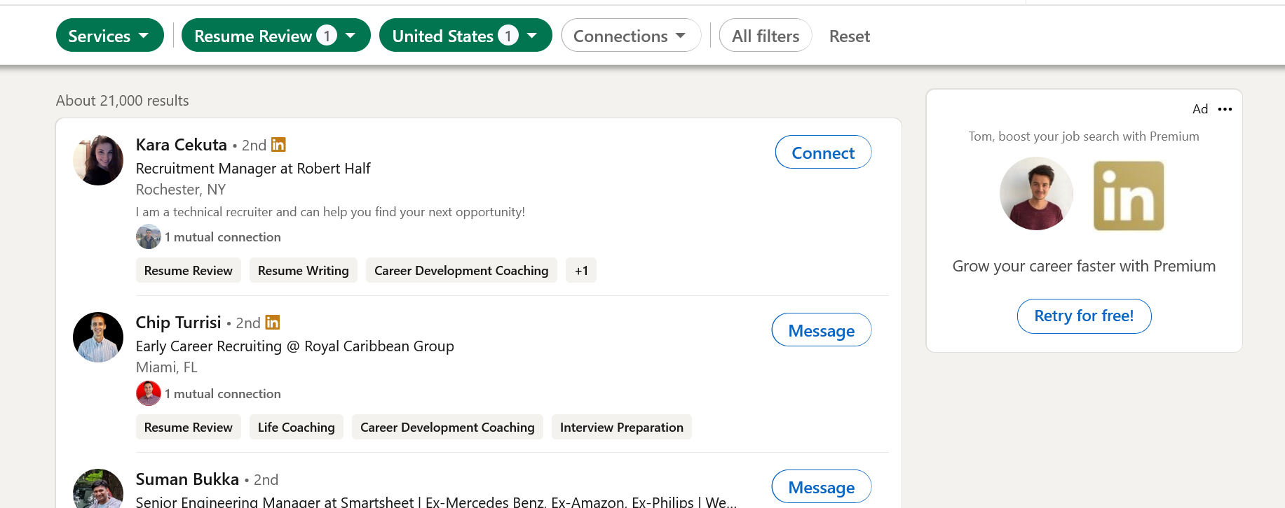 LinkedIn resume review coaches