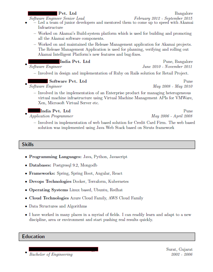 Amazon software development engineer resume part 2